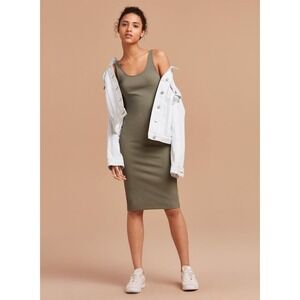 Wilfred Free Aritzia Murdock Dress  Midi Size Small Ribbed‎ Sleeveless in Olive